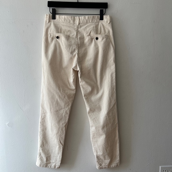 H&M Men’s Corduroy Off White Trousers Pants Pleated Size 31 X 29 - Picture 6 of 9